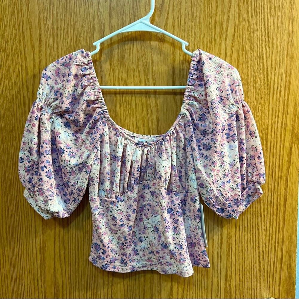 NEW Roommates Boho Floral Off the Shoulder Crop Top Women's Size Small - Picture 8 of 10